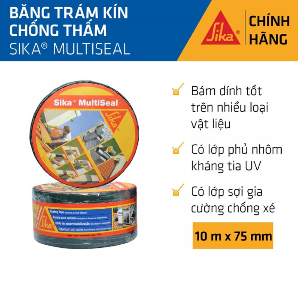 Băng trám kín chống thấm bitumen Sika Multiseal ® (cuộn 10 m x 75 mm) Băng trám kín chống thấm bitumen Sika Multiseal ® (cuộn 10 m x 75 mm)